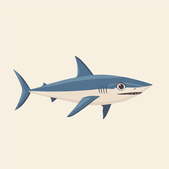 Canvas Print - Vector Illustration of a Shark Swimming Sideways