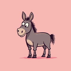 Poster - Playful Cartoon Donkey Character on Pink Background