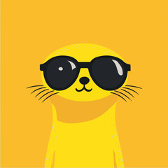 Poster - Cool Yellow Otter Wearing Sunglasses in Vector Style