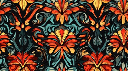 Sticker - Vibrant seamless pattern suitable for textiles designs and backgrounds