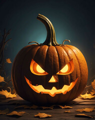 Wall Mural - Jack o lantern with sharp grin