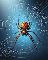 Spider crawling on a cobweb