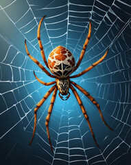 Spider crawling on a cobweb