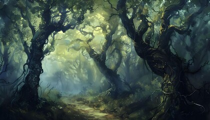 the haunted forest in a fantasy land