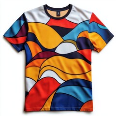 Sticker - A colorful abstract design on a short-sleeve t-shirt.