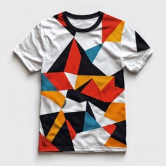 Sticker - A colorful geometric-patterned t-shirt design.