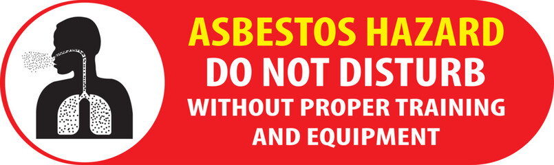 asbestos hazard industrial safety warning sign notice vector.eps
