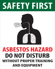 Canvas Print - Asbestos hazard safety first warning sign vector.eps