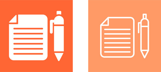 Canvas Print - Documents and Pen Vector Icon