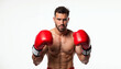 © abu - A confident heavyweight boxer with red gloves poses against a clean white background, emphasizing strength and focus.