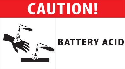 Poster - Battery acid caution sign vector.eps