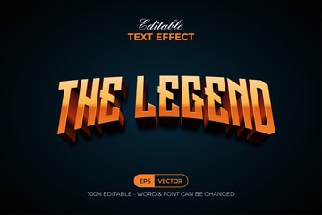 the legend text effect 3d curved golden style. editable text effect.