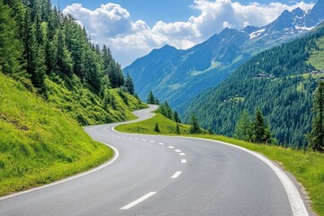 Canvas Print - Winding Road Through the Alps