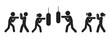 © AndiPoe - Bundle sport pictogram, boxing icon, man punch on a sandbag, fitness synbol