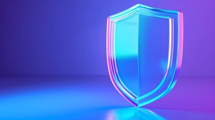 Sticker - A vibrant, futuristic shield design showcasing protection and defense in blue and purple lighting.