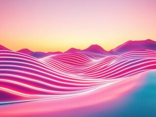 Wall Mural - Abstract Neon Landscape.