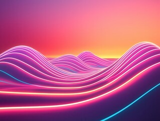 Poster - Abstract Neon Light Waves.