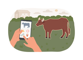 Wall Mural - Monitoring health of livestock isolated cartoon vector illustrations.