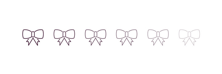 Wall Mural - bow tie outline icon. Linear vector from clothes concept. 6 different line style bow tie icon included thin, light, regular, medium, bold, black