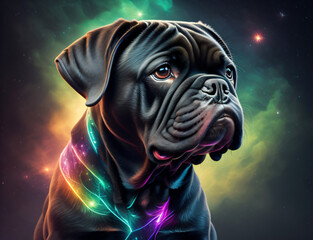 Canvas Print - Bulldoggen Welpe mit neon Halsband