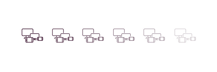 responsive design outline icon. Linear vector from computer concept. 6 different line style responsive design icon included thin, light, regular, medium, bold, black