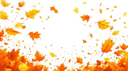 Wall Mural - A vibrant, colorful autumn leaves scattered background with a clear area for text