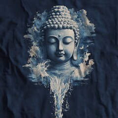 Wall Mural - A serene Buddha head emerging from a cloud-like background.