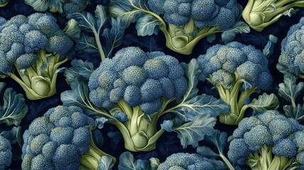 Wall Mural - Playful broccoli pattern with dynamic textures and lively details.