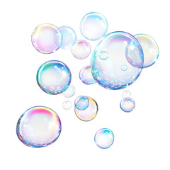 Soap Bubbles isolated on transparent background, PNG, cut out