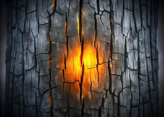 Cracked Charred Wood Texture Glowing Ember Fiery Light Detailed Surface Patterns