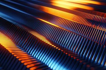 Wall Mural - Abstract waves of light and color create a dynamic visual experience with rich hues of blue and orange.
