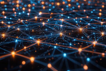 Wall Mural - an abstract representation of a digital network, showcasing interconnected lights and vibrant colors