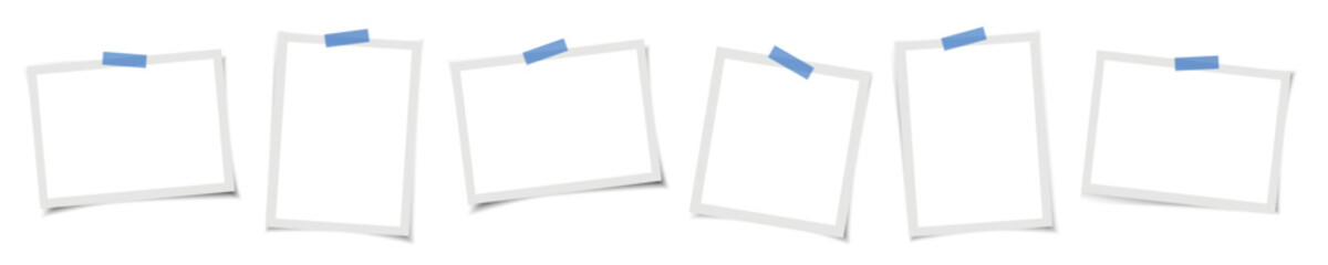 Poster - Set of vintage photo frame with adhesive tape, white background. Vintage style. Vector illustration with adhesive tapes. 3D vector EPS10 Mockups. Retro Photo Frame Template for your photos or text