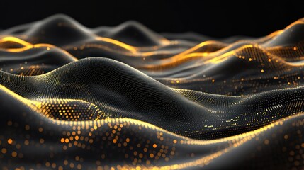 Wall Mural - Abstract Golden Waves Digital Art