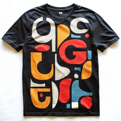 Poster - A stylish black t-shirt featuring bold, abstract geometric designs.