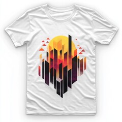 Poster - A stylish graphic t-shirt featuring abstract geometric shapes and a sun.