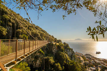 Beautiful Landscape of the Windsor Suspension Bridge from Gibraltar in Spain's South Coast, UK - Britain