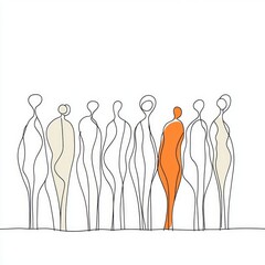 Poster - A stylized illustration of figures, highlighting individuality.