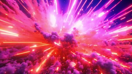 Poster - Cosmic Explosion with Bright Rays and Smoke