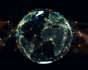 Sticker - Global network of Modern data technology news background