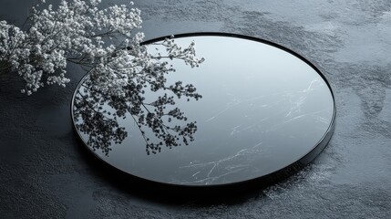 Wall Mural - reflective glass mirror mockup on a sleek black surface