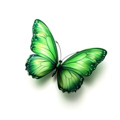 Canvas Print - Stylized Green Butterfly with Shadow Effect on white background