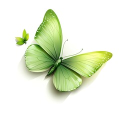 Wall Mural - Stylized Green Butterfly with Shadow Effect on white background 