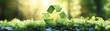 © tinnakorn - A vibrant green recycling symbol surrounded by lush nature, representing sustainability and environmental awareness.