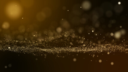 Wall Mural - glitter light gold particles abstract background flickering particles with bokeh effect. render in a