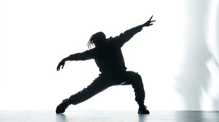 Canvas Print - Silhouette of a street dancer in expressive pose with high-key lighting