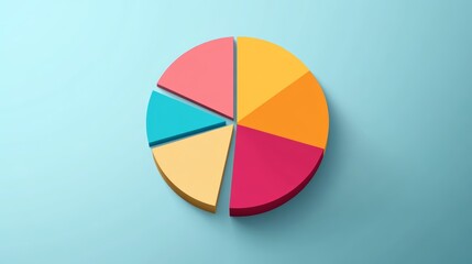 Colorful pie chart on a blue background, representing data distribution and analytics in a visually engaging way.