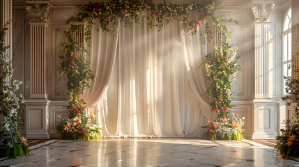 Classic luxury wedding ceremony backdrop interior wall background and copy space