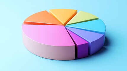 Leinwandbilder - A detailed 3D pie chart with segmented slices and gradient colors, set on a light background to enhance the visual appeal and clarity of the data.