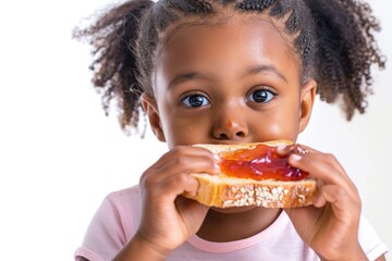 A young child enjoying a meal with condiment, suitable for lifestyle or family imagery